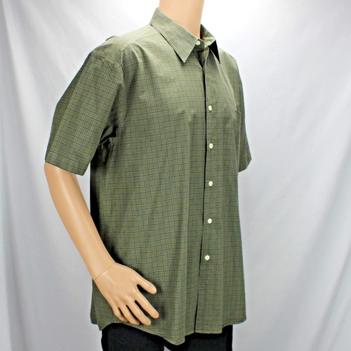 Camisa grande Eddie Bauer manga corta verde a cuadros para hombre bolsillo izquierdo en el pecho - Imagen 2 de 8