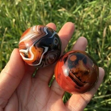 1PC 35mm+ Natural Sardonyx Sphere Quartz Reiki Healing Divination Prophecy 60g+