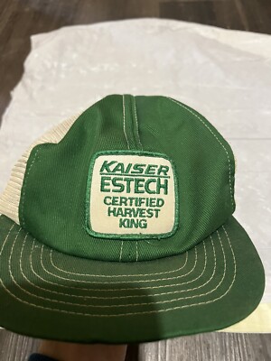 Vintage kaiser estech certified harvest king hat snap back farm agriculture