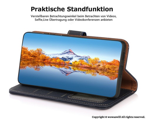 Echt Leder Klapphülle Ständer Magnet Cover Flip Wallet Case Handytasche für VIVO - Picture 5 of 13