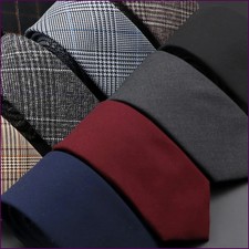 Mens Ties 6cm Classic Cotton Handmade Skinny Grey Plaid Neckties Striped Narrow