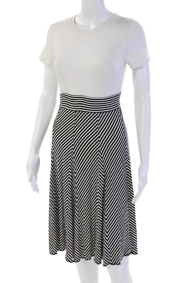 Falda Joseph Ribkoff para mujer a rayas con paneles elásticos cintura línea A negra talla 6 Foto 2 de 4