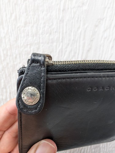 Vintage Coach Black Leather Bifold Wallet Zip Coin - Picture 2 of 7