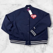 Puma Sticker Pack Varsity Jacket Men  s XL Puma Navy 632832-01 MSRP 200 NWT