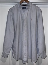 Ralph Lauren Polo Men's Classic Fit Button Down White w/ Blue Stripe Shirt XL