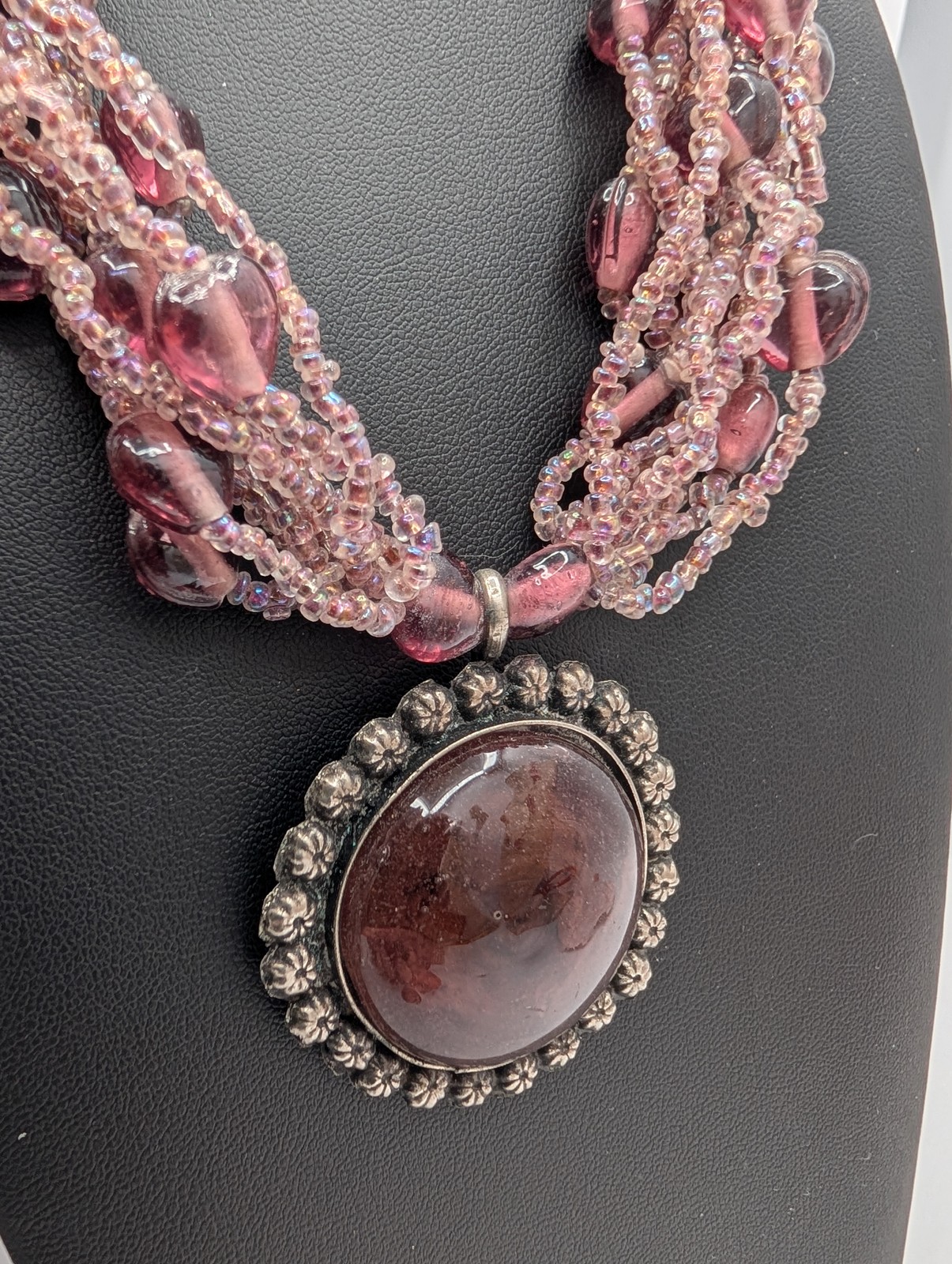 Chunky Multi-Strand Statement 2 Necklaces Pink Ma… - image 2