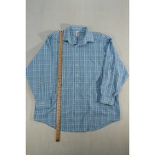 Brooks Brothers Madison Fit Plaid Dress Shirt Blue Green Check Cotton Men s 17 1