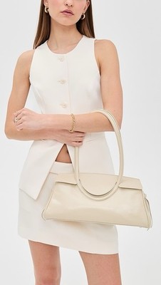 Staud Maude leather shoulder bag in cream