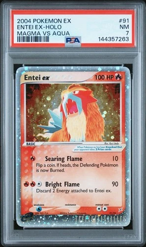 2004 POKEMON EX TEAM MAGMA VS TEAM AQUA #91 ENTEI EX-HOLO PSA 7