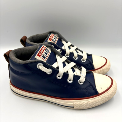 Converse All Star Chuck Taylors Navy Leather Youth Sneaker Size 2