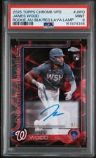 2025 Topps Chrome Rookie AUTO James Wood Black Red Lava Lamp #8/8 PSA 9 POP 1