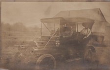 Brass Era Car Linn Grove Indiana Farm Barn Antique 1910 - Rppc Photo Postcard Brass Era Car Linn Grove Indiana Farm Barn Antique 1910 - Rppc Photo Postcard