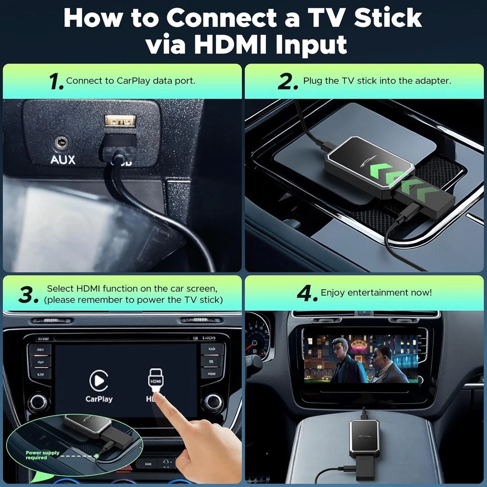 LAMTTO Car TV Mate HDMI Input Multimedia Player w/ Wireless Carplay Adapter - Bild 4 von 4