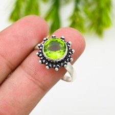 Green Peridot Gemstone 925 Sterling Silver Ring Handmade Jewelry Ring For Gift