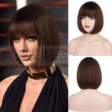 Bob Wig Women's Short Straight Bangs Full Hair Wigs Cosplay Party Hairpieces