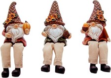 Festive Harvest Shelf Sitting Gnome Figurines, 3 Assorted, 7 Inches