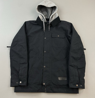 Burton Dunmore Jacket Mens Medium Black Hooded Full Zip Ski Snowboard Outdoor