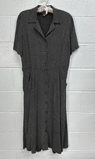  VTG Carole Little Black White Polka Dot Button Front Dress Sz 12 USA Made Retro