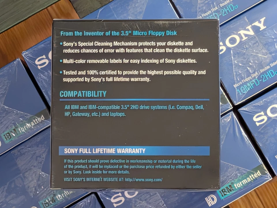 100 Discos - Disquete Sony Micro 3.5" IBM Formateado Doble Cara 10MFD-2HD Paquete de 10 Foto 4 de 4