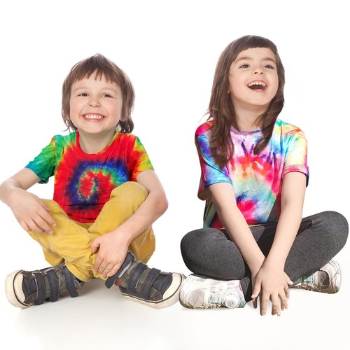Boys Tie Dye T Shirts 3-12 Years Hippies Senior Crewneck Short Sleeve Rainbow... - Picture 3 of 8