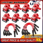 7MM WIRES RED& 8 PACK HIGH PERFORMANCE IGNITION COIL PACKS FITS FOR LS1 LS6 LS