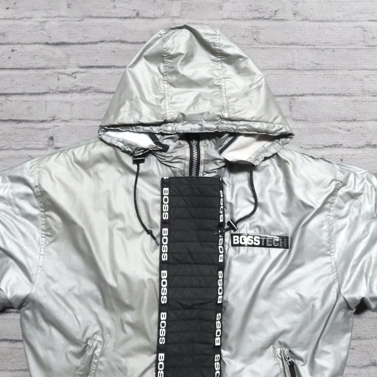 Vintage 90s Boss Tech Quilted Puffer Jacket Size M Silver | eBay