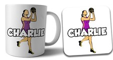 Personalised Netball Player  Mug & Coaster Gift Set Birthday Christmas Present