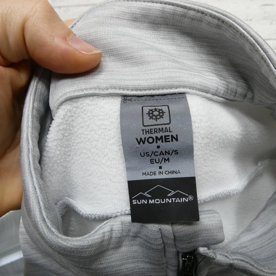 Sun Mountain Thermal Sweatshirt Womens Small Gray Fleece Full Zip Pockets Golf - Image 2 of 4