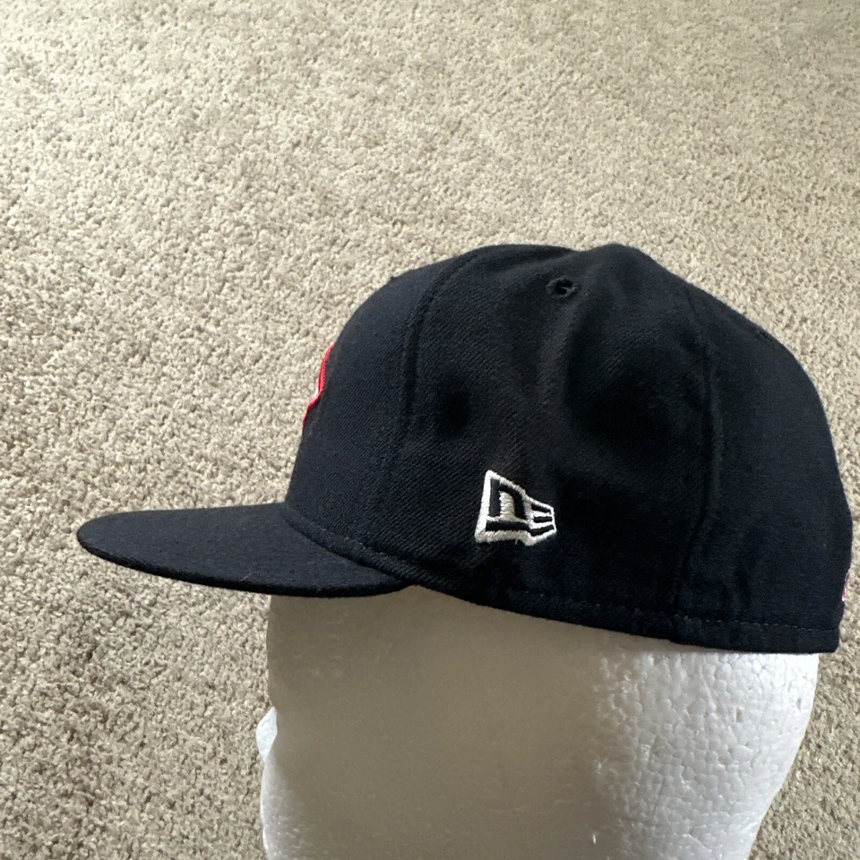 Vtg Kansas City Chiefs Hat Cap Youth 6 3/4 Black NFL 5950 New Era USA 90s - Image 2 of 4