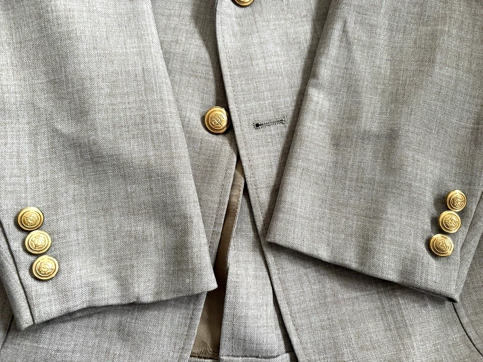 Vintage 60's Cricketeer Suit Men's 41R - 38W x 30L Beige Gold Button Union USA - Image 3 of 4