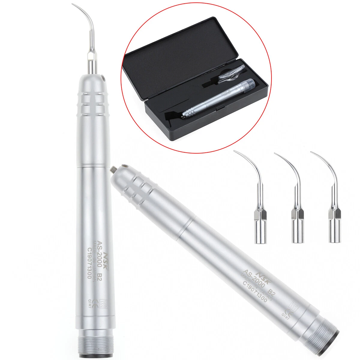NSK Type Dental Ultrasonic Air Perio Scaler Handpiece Hygienist+S1,S2,S3 Tips CE - Picture 1 of 48