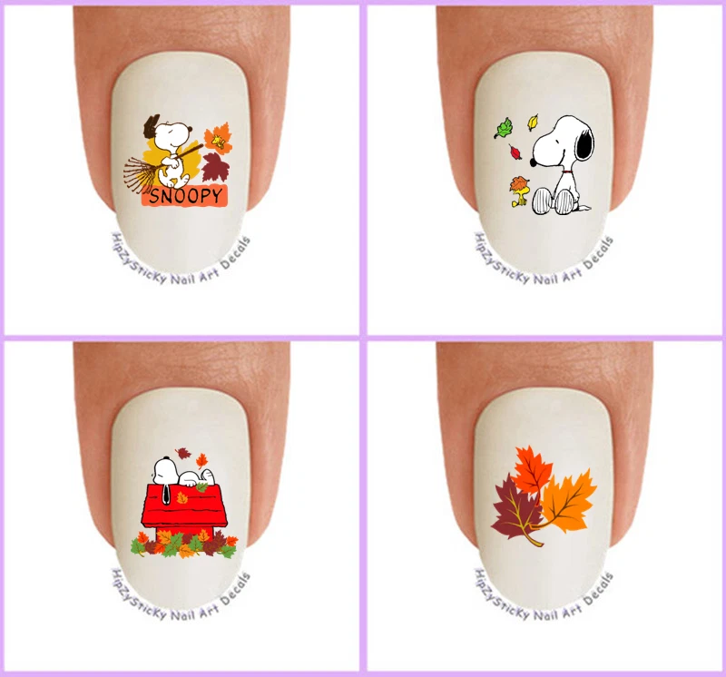 Nail Art HOLIDAY Fall Cartoon Dog Fall Leaves WaterSlide Nail