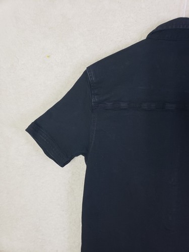 Boohoo Man Shirt Small Black Cotton Blend Short Sleeve Button Down Stretch Denim - Picture 11 of 18
