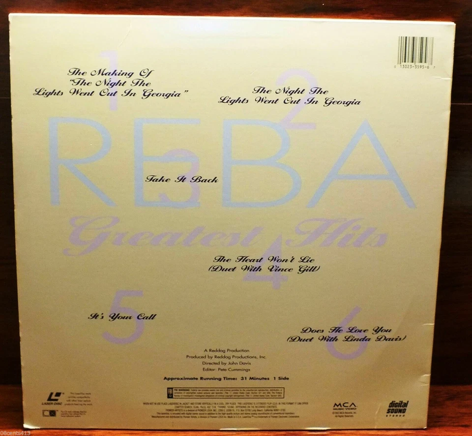 Reba Greatest Hits (Pioneer Artists Laser-Disc) *31 Minutes* "The Heat Wont Lie" Foto 3 de 3