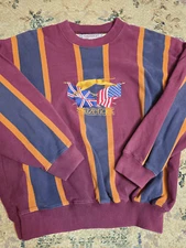 Vtg 90's Slazenger Golf Striped Crewneck Pullover Sweatshirt Embroidered Large