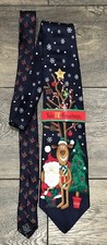 Christmas Neck Tie Men's Yule Tie Hallmark Greetings Tree Santa  Reindeer