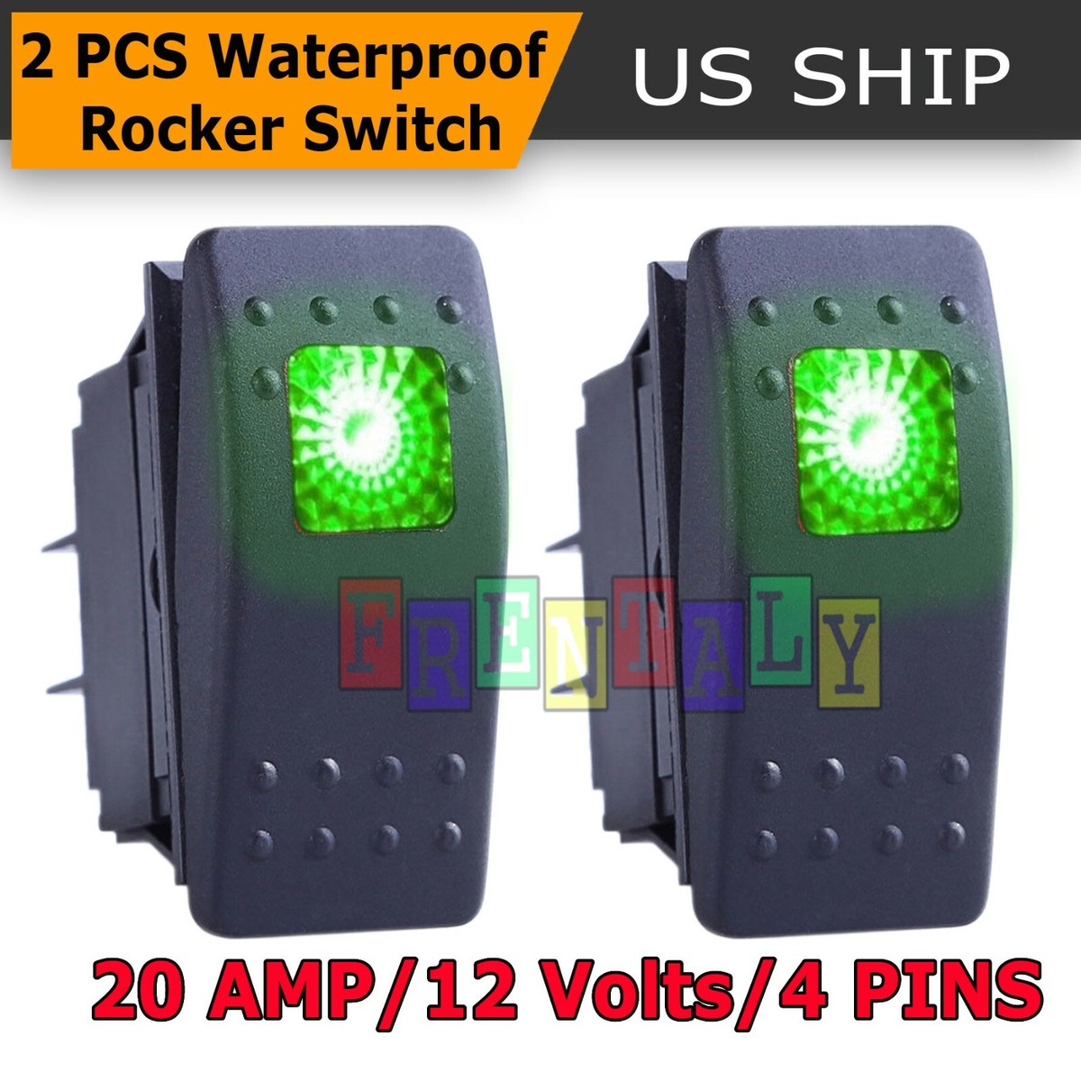 Waterproof Led Rocker Switch Rocker Light Switch 5-Pack Green LED Rocker Switches – 12V 20A ...