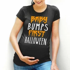 Baby Bumps First Halloween T-Shirt Maternity Top Costume Tshirt Womens Fun L101