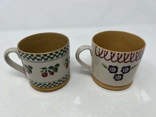 Nicholas Mosse Pottery Berries & Flowers 6 oz coffee mugs cups Ireland 2 7/8"