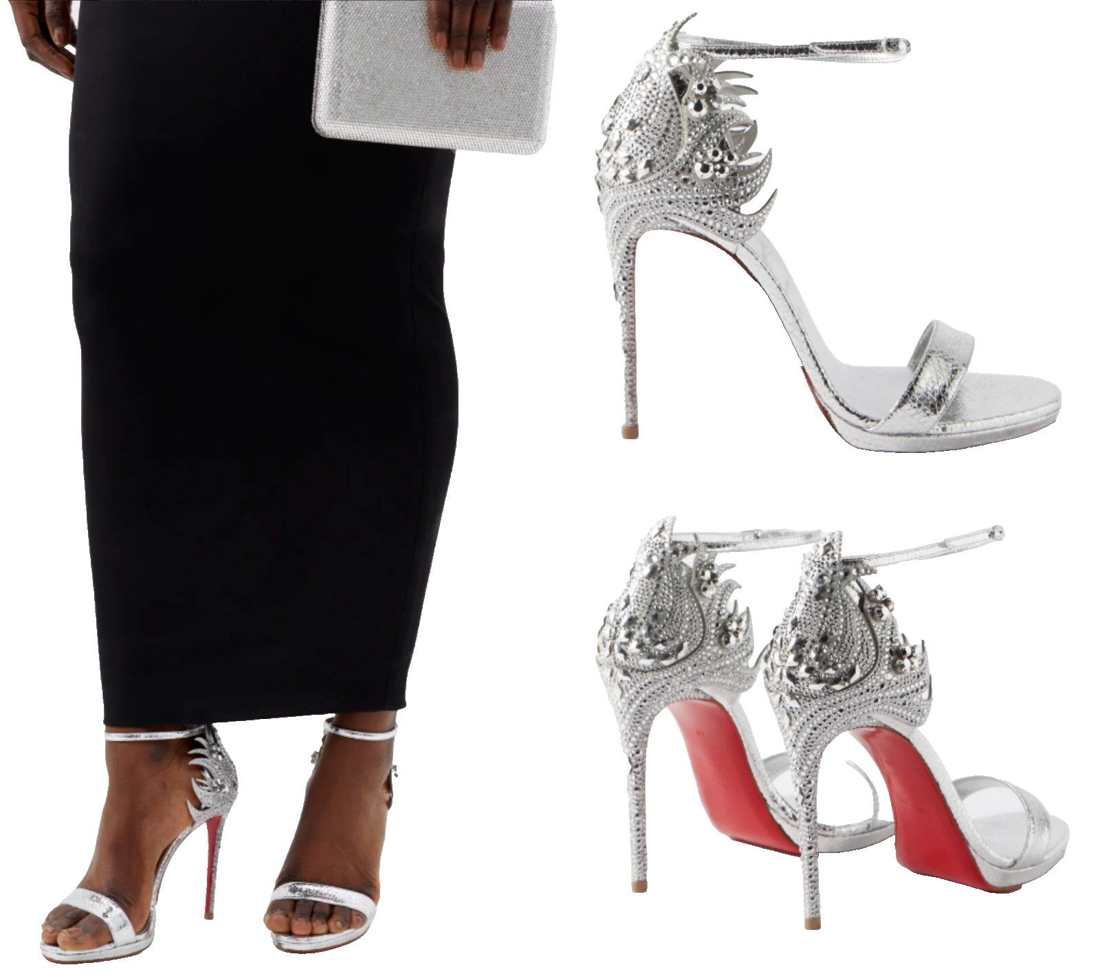Christian Louboutin Loubi Vega 120 Crystal-Embellished Stiletto Sandals Shoes