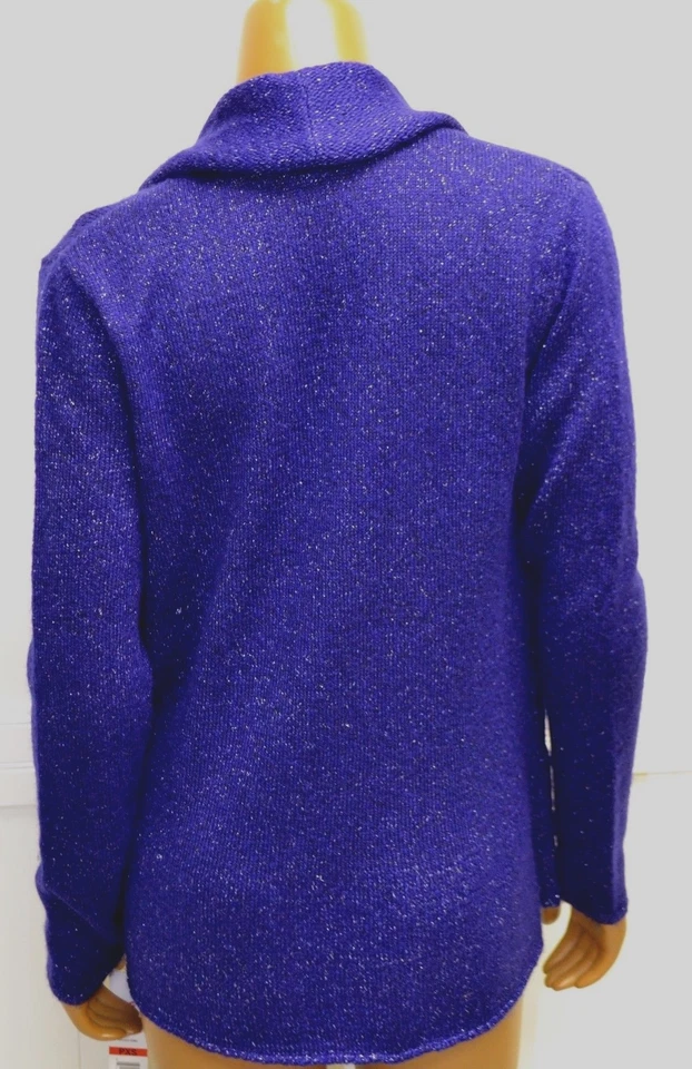 Suéter Rafaella Pequeño Púrpura Brillante Metálico Suéter Cárdigan Abierto NUEVO Foto 2 de 3
