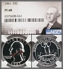1961 Silver 25c Proof Washington Quarter NGC PF 68 Gem Unc Coin
