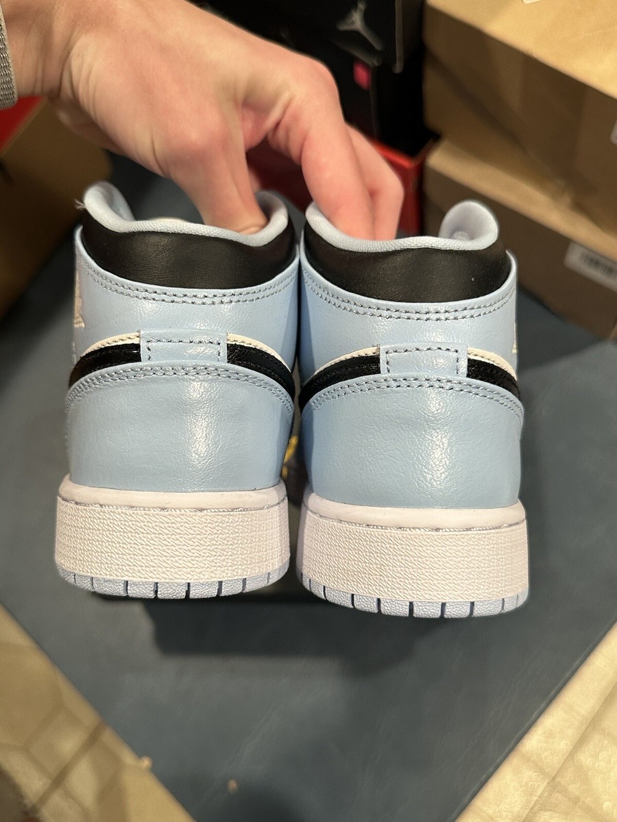Size 6Y - Nike Air Jordan 1 Mid GS Ice Blue Black White 555112-401