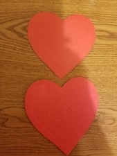 2 Die Cut Cardboard Valentine Hearta