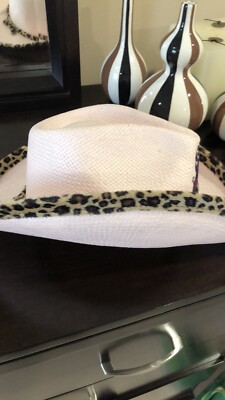 Pink Straw And Leopard Trim Cowboy Hat Size M | eBay display picture 1