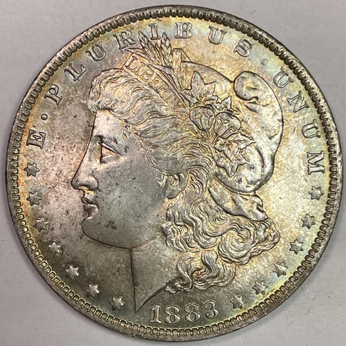 1883-O Rainbow Toning Morgan Dollar Brilliant Uncirculated BU Coin #14905