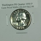 Washington Silver Quarter 1950 P Gem Proof Uncirculated Lot # 9049-120-019 Toned