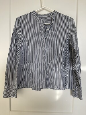 EUC MUJI WOMENS 100% COTTON STRIPED LONG SLEEVE DRESS SHIRT SIZE