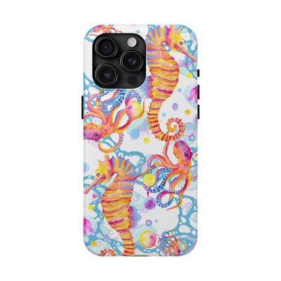 Aquatic Breaths - ''Vibrant waters'' - Sea horse and Octopus -Tough Phone Cases