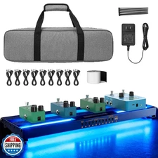YUER Guitar PedalBoard with Built-in Power Supply and RGB LED Lig